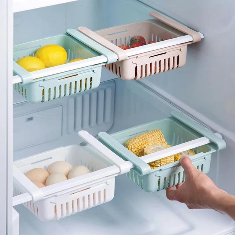 4pcs Under Sliding Refrigerator Freezer Pantry Storage Organizer Bins Container
