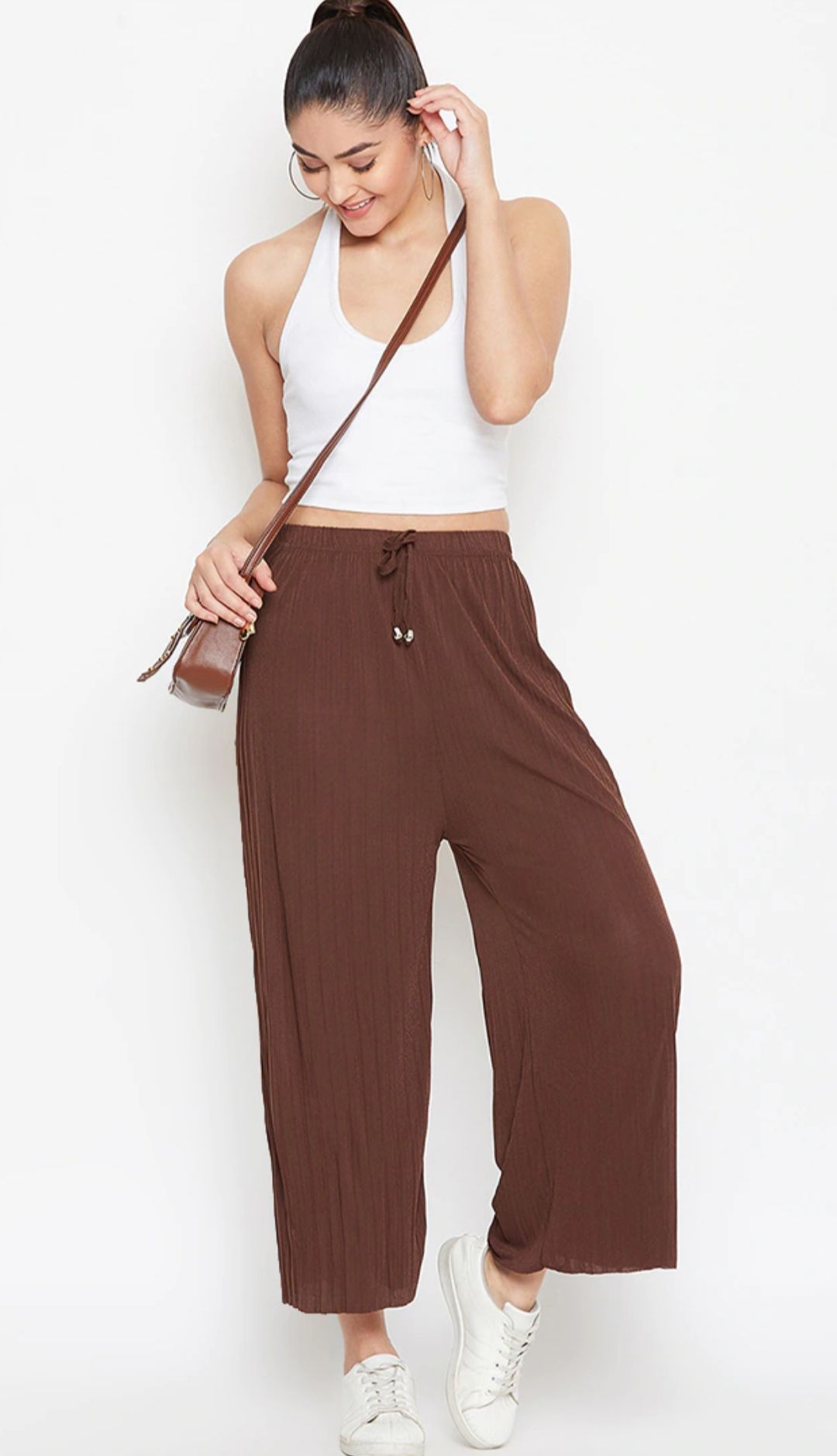 Buy Flat-Front Palazzo Pants with Semi-Elasticated Waist Online at Best  Prices in India - JioMart.