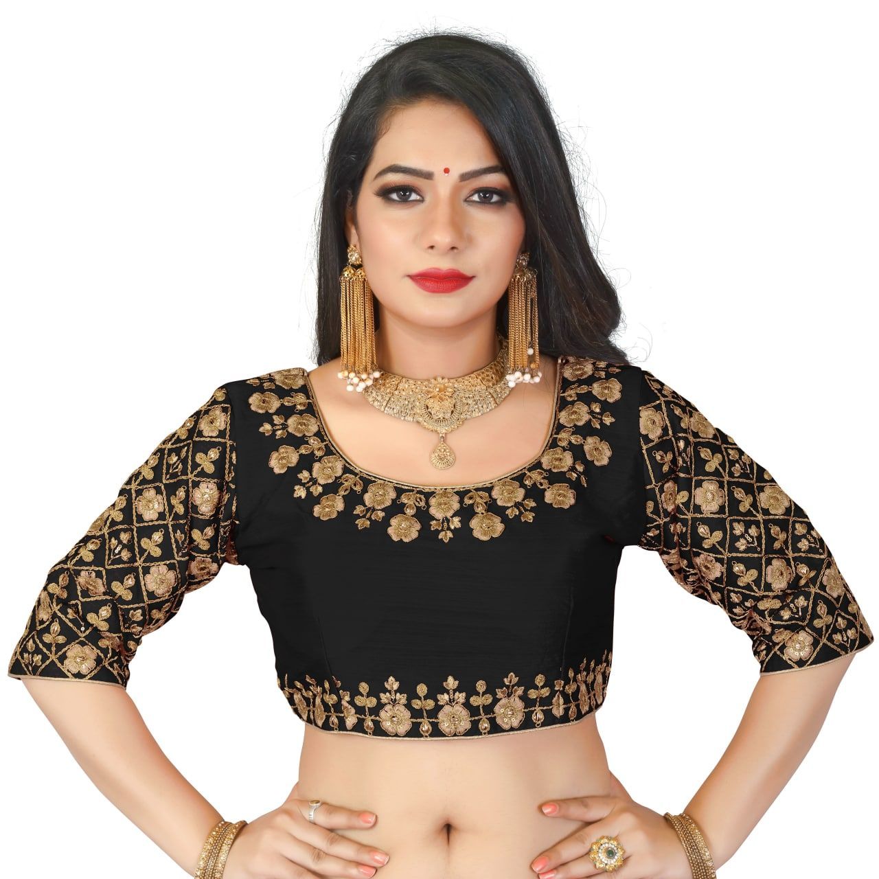 Women Madhubala Phantom Silk Half Sleeve Blouse